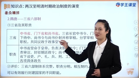 学王课堂 人教版高中历史选择性必修1（国家制度与社会治理）（部编版） 2集